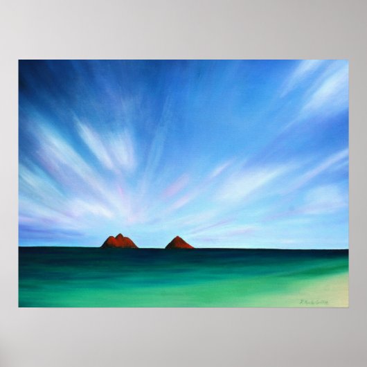 ハワイモクルア諸島海アートポスタープリント ポスター (正面)