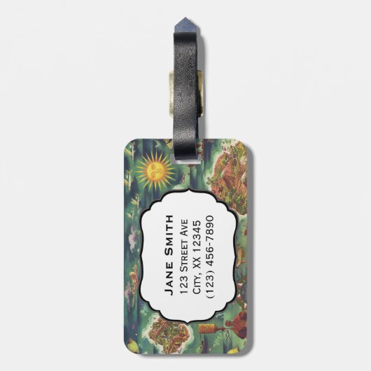 ハワイヨセフFeherの油性ペイントの1950年のドールの地図 ラゲッジタグ (裏面縦)