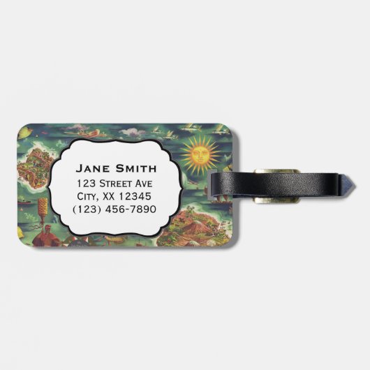 ハワイヨセフFeherの油性ペイントの1950年のドールの地図 ラゲッジタグ (裏面横)