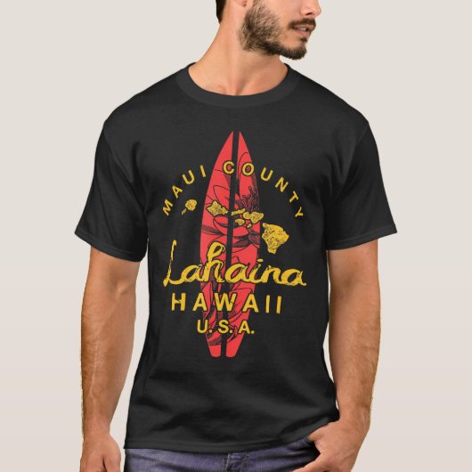 ハワイラハイナマウイハワイアンアイランズサーフ Tシャツ (正面)