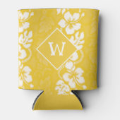 ハワイルアウ（ハワイ式宴会）パーティーハイビスカスフラワーズモノグラム 缶クーラー (正面)