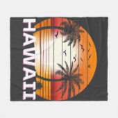 ハワイヴィンテージパームツリーズサマービーチ フリースブランケット (正面(横))