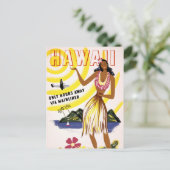 ハワイヴィンテージ旅行ポスター復元 ポストカード (スタンド正面)