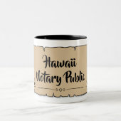 ハワイ公証人公式スクロール羽毛クイル ツートーンマグカップ (中央)