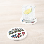 ハワイ写真とアメリカ国旗の文字 コースター (側面)