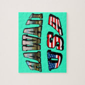 ハワイ写真とアメリカ国旗の文字 ジグソーパズル (縦)