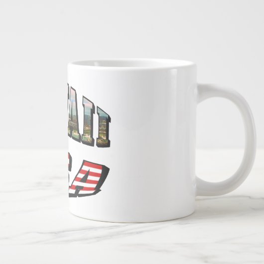 ハワイ写真とアメリカ国旗の文字 ジャンボコーヒーマグカップ (右)