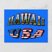 ハワイ写真とアメリカ国旗の文字 ポストカード (正面)