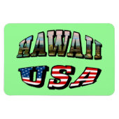 ハワイ写真とアメリカ国旗の文字 マグネット (横)