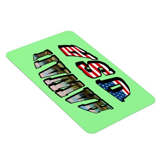 ハワイ写真とアメリカ国旗の文字 マグネット (右側)