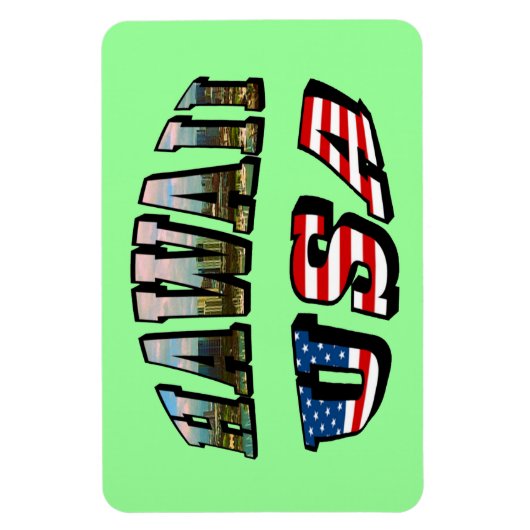 ハワイ写真とアメリカ国旗の文字 マグネット (縦)