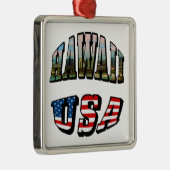 ハワイ写真とアメリカ国旗の文字 メタルオーナメント (右)