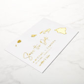 ハワイ地図ミニマルな台本の写真日付を保存 箔招待状 (回転した状態)