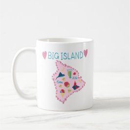 ハワイ大島マップ かわいいパステルイラスト コーヒーマグカップ