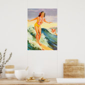 ハワイ大波サーフヴィンテージ旅行 ポスター (キッチン)