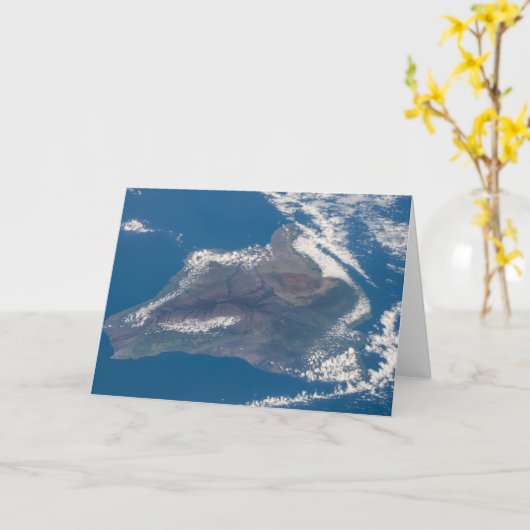 ハワイ島とその山 カード (黄色い花)