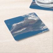 ハワイ島とその山 スクエアペーパーコースター (アングル)
