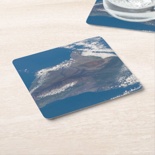 ハワイ島とその山 スクエアペーパーコースター (アングル)