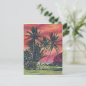 ハワイ島のプラムの木、ヴィンテージ旅行ポスター ポストカード (スタンド正面)