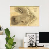 ハワイ島の一部の地図 ポスター (ホームオフィス)