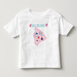 ハワイ島の地図 かわいいパステルイラスト トドラーTシャツ