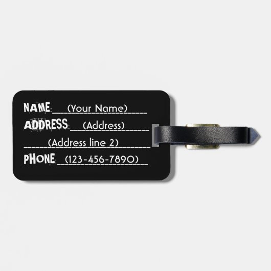 ハワイ島の白黒のカスタマイズ可能な荷物タグ ラゲッジタグ (裏面横)