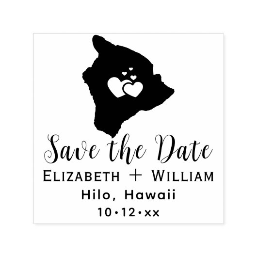 ハワイ島マップ 結婚式 Save the Date セルフインキングスタンプ (デザイン)