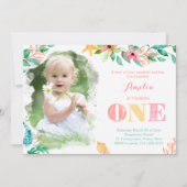 ハワイ島　女の子の1歳誕生日パーティー 招待状 (正面)