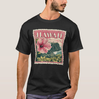 ハワイ州のヴィンテージスタンプのディストレス加工 アメリカ合衆国 Tシャツ