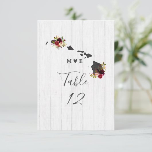 ハワイ州の宛先ウェディングテーブル番号 招待状 (スタンド正面)