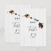 ハワイ州の目的地ウェディングテーブルナンバー 招待状 (正面/裏面)