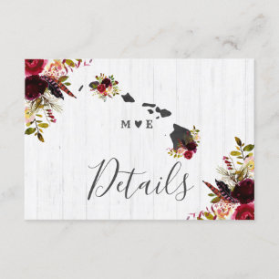 ハワイ州の目的地ラスティックウェディングの詳細 招待状