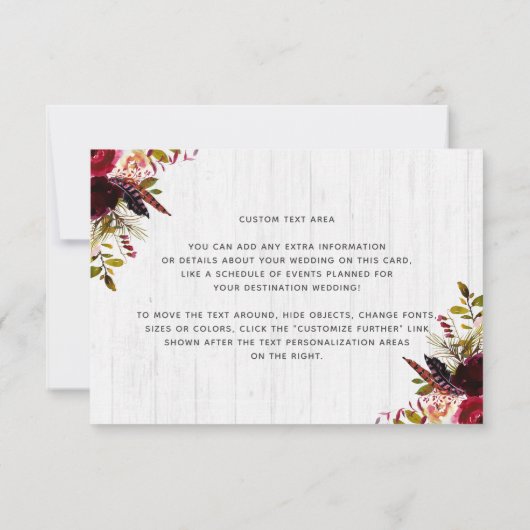 ハワイ州の目的地 ラスティックウェディング スケジュール 招待状 (裏面)