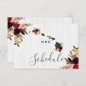 ハワイ州の目的地 ラスティックウェディング スケジュール 招待状 (正面/裏面)