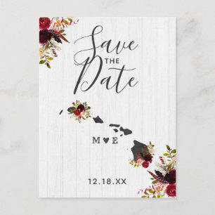 ハワイ州の目的地 ラスティック Save the Date 案内ポストカード