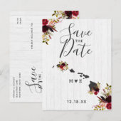 ハワイ州の目的地　ラスティック　Save the Date 案内ポストカード (正面/裏面)