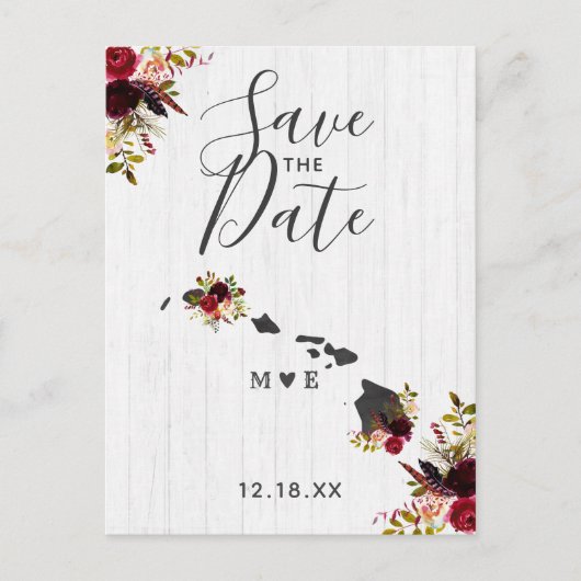 ハワイ州の目的地　ラスティック　Save the Date 案内ポストカード (正面)
