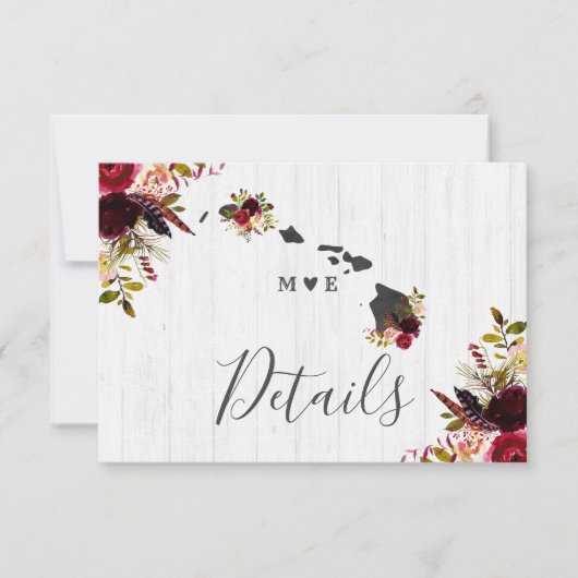 ハワイ州の自然に囲まれた結婚式 詳細 招待状 (正面)