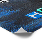 ハワイ州アロハヴィンテージライセンスプレートアートマップ ポスター (角)