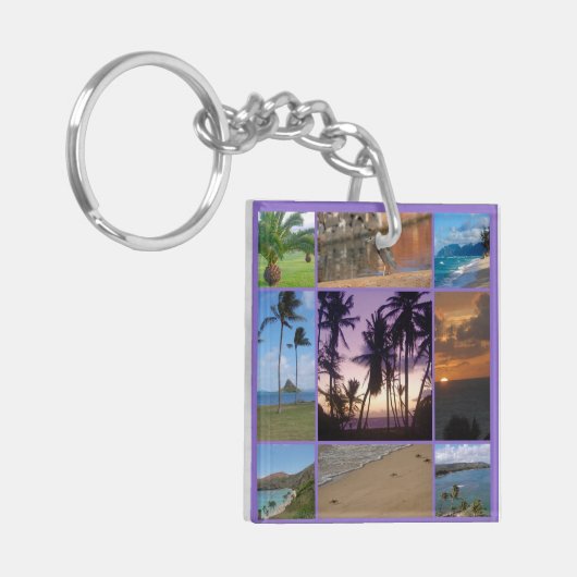 ハワイ州オアフの写真コラージュ キーホルダー (正面左)