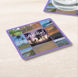 ハワイ州オアフの写真コラージュ スクエアペーパーコースター