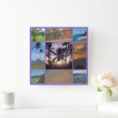 ハワイ州オアフの写真コラージュ スクエア壁時計 (ホーム)