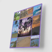 ハワイ州オアフの写真コラージュ スクエア壁時計 (傾斜)