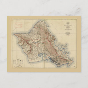 ハワイ州オアフの地図(1938年) ポストカード