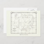 ハワイ州カウアイ島ヴィンテージ地図1887はがき ポストカード (正面/裏面)