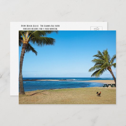 ハワイ州カウアビーチの美しいポイプ ポストカード (正面/裏面)