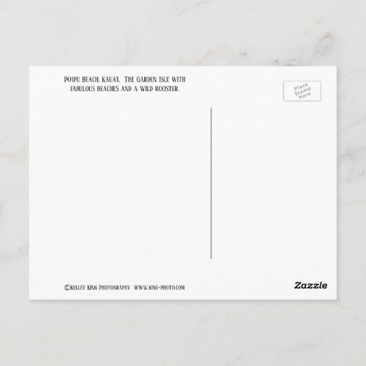 ハワイ州カウアビーチの美しいポイプ ポストカード (裏面)