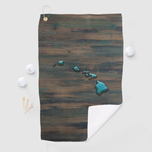 ハワイ州シェイプティール（緑がかった色） ゴルフタオル (インサイチュ)