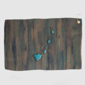 ハワイ州シェイプティール（緑がかった色） ゴルフタオル (横)