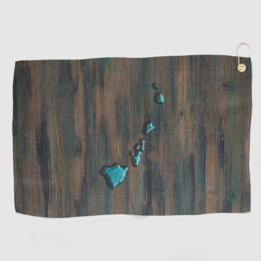 ハワイ州シェイプティール（緑がかった色） ゴルフタオル (横)